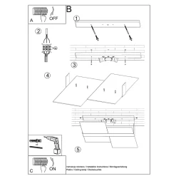 Plafonnier en acier/verre 2 lampes 65x50x11cm Sollux