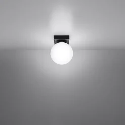 Plafonnier en acier/verre 1 ampoule 3000K - 12x12x14.5cm Sollux