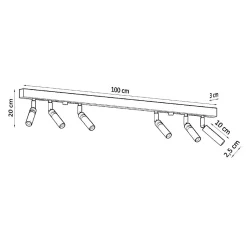 Plafonnier en aluminium 6 lampes 100x3x20cm Sollux