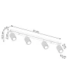Plafonnier en aluminium 4 lampes 81x6.5x16.5cm Sollux