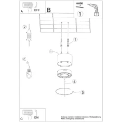 Plafonnier en aluminium 9 lampes 10x10x5.7cm Sollux