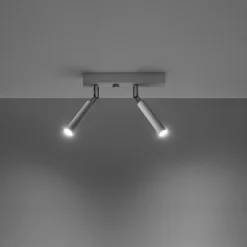 Plafonnier en aluminium 2 lampes 25x3x20cm Sollux