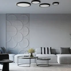 Plafonnier en aluminium, noir H: 6cm