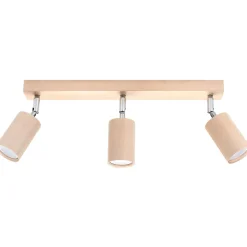 Plafonnier en bois 3 ampoules 3000K - 45x5x20cm Sollux