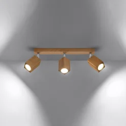 Plafonnier en bois 3 ampoules 3000K - 45x5x20cm Sollux