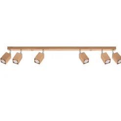Plafonnier en bois 6 ampoules 3000K - 120x5x20cm Sollux