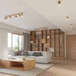 Plafonnier en bois 6 ampoules 3000K - 120x5x20cm Sollux