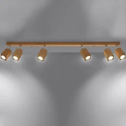 Plafonnier en bois 6 ampoules 3000K - 120x5x20cm Sollux
