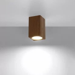 Plafonnier en bois 1 ampoule 3000K - 6x6x10cm Sollux