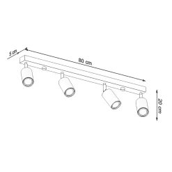 Plafonnier en bois 4 ampoules 3000K - 80x5x20cm Sollux