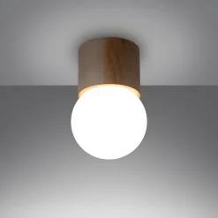 Plafonnier en bois 1 ampoule 3000K - 12x12x19cm Sollux