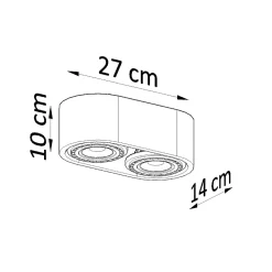 Plafonnier en bois 2 ampoules 3000K - 27x14x10cm Sollux