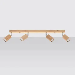 Plafonnier en bois 4 ampoules 4000K - 80x5x20cm Sollux