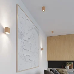 Plafonnier en bois 1 ampoule 3000K - 10x10x10cm Sollux