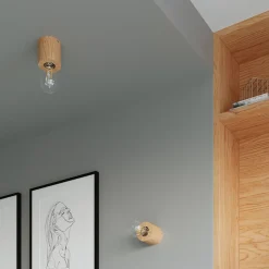 Plafonnier en bois 1 ampoule 3000K - 10x10x10cm Sollux