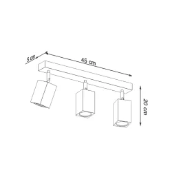 Plafonnier en bois 3 ampoules 4000K - 45x5x20cm Sollux
