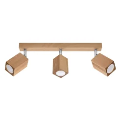 Plafonnier en bois 3 ampoules 4000K - 45x5x20cm Sollux