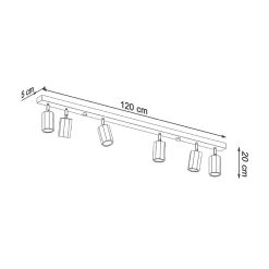 Plafonnier en bois 6 ampoules 3000K - 120x5x20cm Sollux
