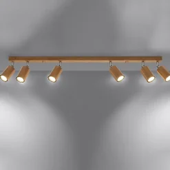 Plafonnier en bois 6 ampoules 3000K - 120x5x20cm Sollux