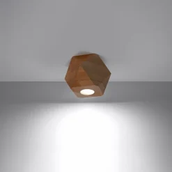 Plafonnier en bois 1 ampoule 3000K - 12x12x12cm Sollux