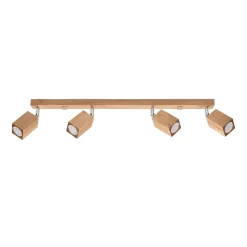 Plafonnier en bois 4 ampoules 3000K - 80x5x20cm Sollux