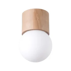 Plafonnier en bois 1 ampoule 4000K - 12x12x19cm Sollux