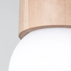 Plafonnier en bois 1 ampoule 4000K - 12x12x19cm Sollux