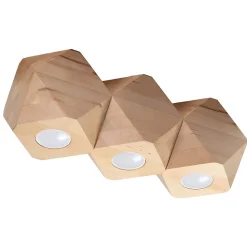 Plafonnier en bois 3 ampoules 4000K - 36x12x12cm Sollux