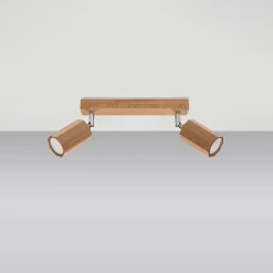 Plafonnier en bois 2 ampoules 4000K - 30x5x20cm Sollux