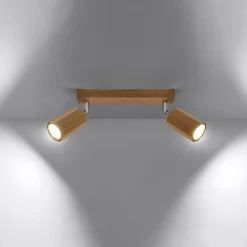 Plafonnier en bois 2 ampoules 4000K - 30x5x20cm Sollux