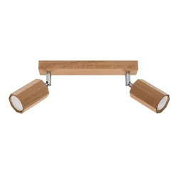 Plafonnier en bois 2 ampoules 4000K - 30x5x20cm Sollux