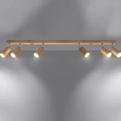 Plafonnier en bois 6 ampoules 3000K - 120x5x20cm Sollux