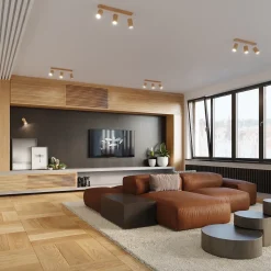 Plafonnier en bois 6 ampoules 3000K - 120x5x20cm Sollux