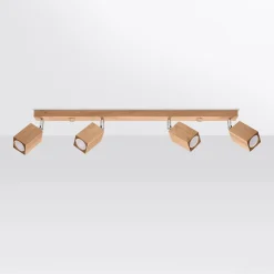 Plafonnier en bois 4 lampes 80x5x20cm Sollux