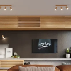 Plafonnier en bois 4 lampes 80x5x20cm Sollux