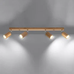 Plafonnier en bois 4 lampes 80x5x20cm Sollux