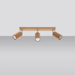 Plafonnier en bois 3 lampes 45x5x20cm Sollux