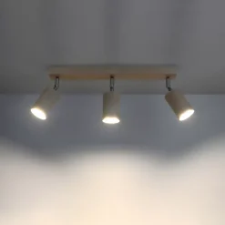 Plafonnier en bois 3 lampes 45x5x20cm Sollux
