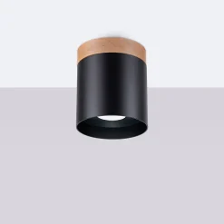 Plafonnier en bois/aluminium 1 ampoule 3000K - 12x12x14cm Sollux