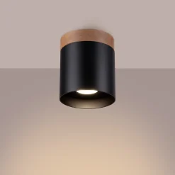 Plafonnier en bois/aluminium 1 ampoule 3000K - 12x12x14cm Sollux