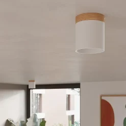 Plafonnier en bois/aluminium 1 lampes 12x12x14cm Sollux