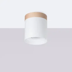 Plafonnier en bois/aluminium 1 ampoule 4000K - 12x12x14cm Sollux