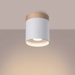 Plafonnier en bois/aluminium 1 ampoule 4000K - 12x12x14cm Sollux