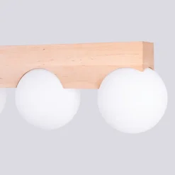 Plafonnier en bois/verre 4 lampes 63x12x16cm Sollux