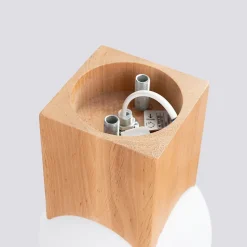 Plafonnier en bois/verre 1 ampoule 3000K - 12x12x19cm Sollux