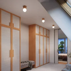 Plafonnier en bois/verre 1 ampoule 3000K - 12x12x19cm Sollux