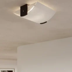 Plafonnier en bois/verre 2 lampes 30x33x14cm Sollux