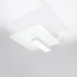 Plafonnier en bois/verre 2 lampes 40x14x47.5cm Sollux