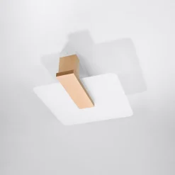 Plafonnier en bois/verre 2 lampes 40x14x47.5cm Sollux