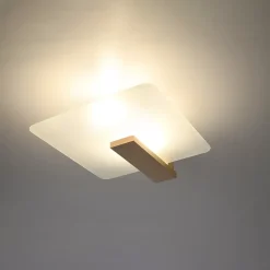 Plafonnier en bois/verre 2 lampes 40x14x47.5cm Sollux